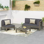 Christopher Knight 3pc Home Brava Outdoor Acacia Wood Conversation Set Gray Finish