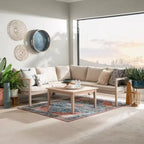 Linon Ensemble sectionnel et table basse 4 pièces Melita Acacia Beige