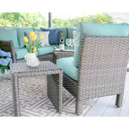 Sectionnel en osier 6 pièces Canton de Leisure Made en tissu bleu spa