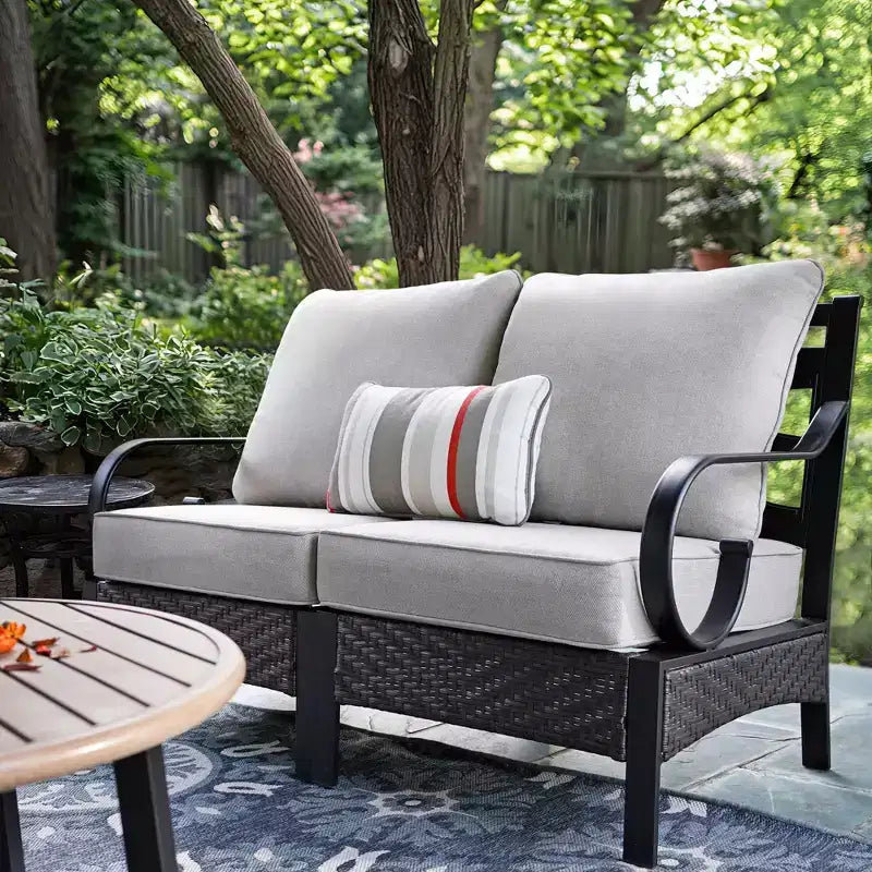 Captiva Designs Canapé d'angle incurvé en demi-lune 6 places pour extérieur