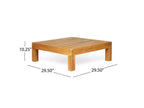 Causeuse à bras droit et table basse d'extérieur Oana en bois d'acacia, lot de 2, teck/rouge - Christopher Knight Home : Salon de jardin rustique avec coussins moelleux