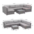 Sunsitt 7pc Rattan Wicker Outdoor Patio Conversation Set Gray