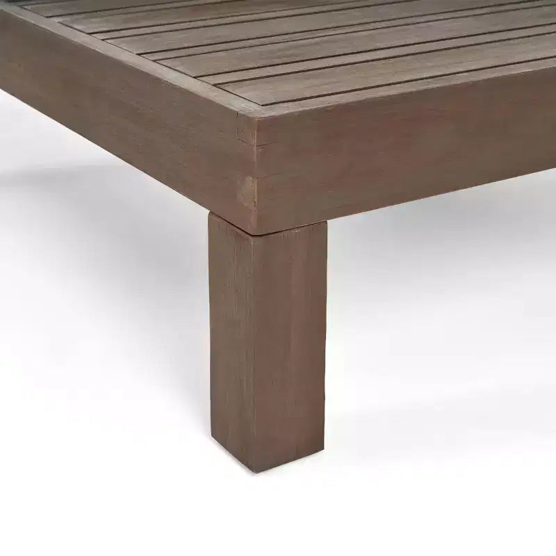 2pk Oana Outdoor Acacia Wood Right Arm Loveseat & Coffee Table with Cushion Gray/White - Christopher Knight Home: Transitional Patio Lounge Set