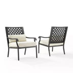 4pc Alistair Outdoor Steel Conversation Set Creme/Matte Black - Crosley: Weather-Resistant Patio Seating with Coffee Table