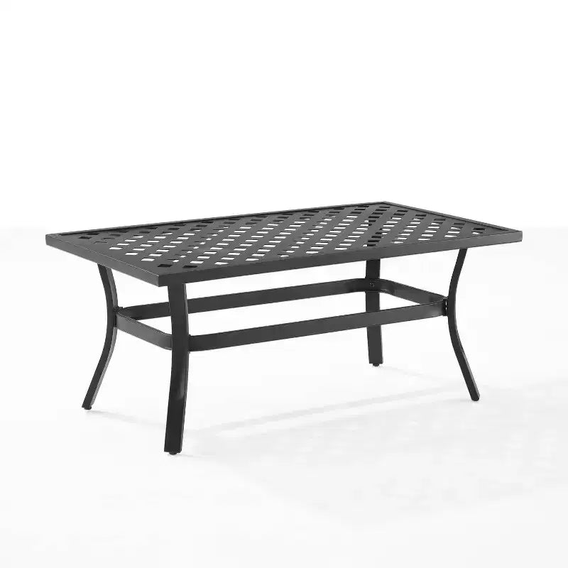 4pc Alistair Outdoor Steel Conversation Set Creme/Matte Black - Crosley: Weather-Resistant Patio Seating with Coffee Table