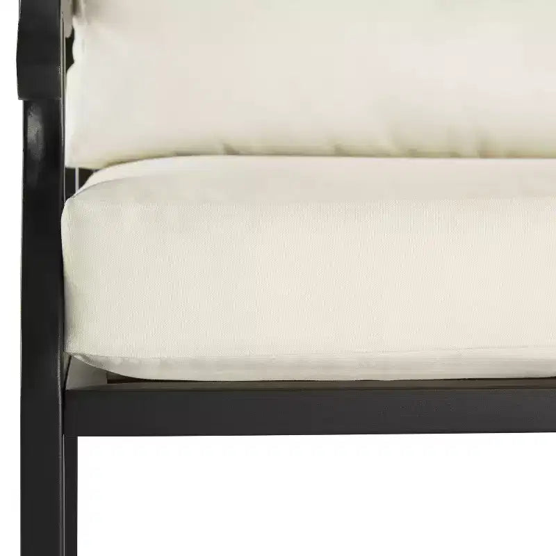 4pc Alistair Outdoor Steel Conversation Set Creme/Matte Black - Crosley: Weather-Resistant Patio Seating with Coffee Table