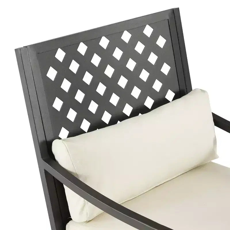 4pc Alistair Outdoor Steel Conversation Set Creme/Matte Black - Crosley: Weather-Resistant Patio Seating with Coffee Table