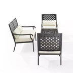 4pc Alistair Outdoor Steel Conversation Set Creme/Matte Black - Crosley: Weather-Resistant Patio Seating with Coffee Table