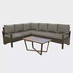 Leisure Made Augusta 5pc Wicker Sectional in Gray Fabric