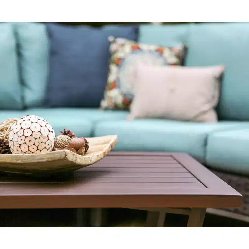 Leisure Made Augusta 5pc Wicker Sectional in Spa Blue Fabric