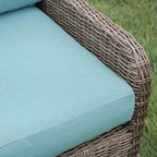 Leisure Made Canapé d'angle en osier 5 pièces Mitchell avec tissu bleu pâle