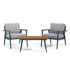 3pc Peakey Aluminum Patio Conversation Set: Water-Resistant, Rust-Resistant, UV-Resistant, Nautical Style, Removable Cushions