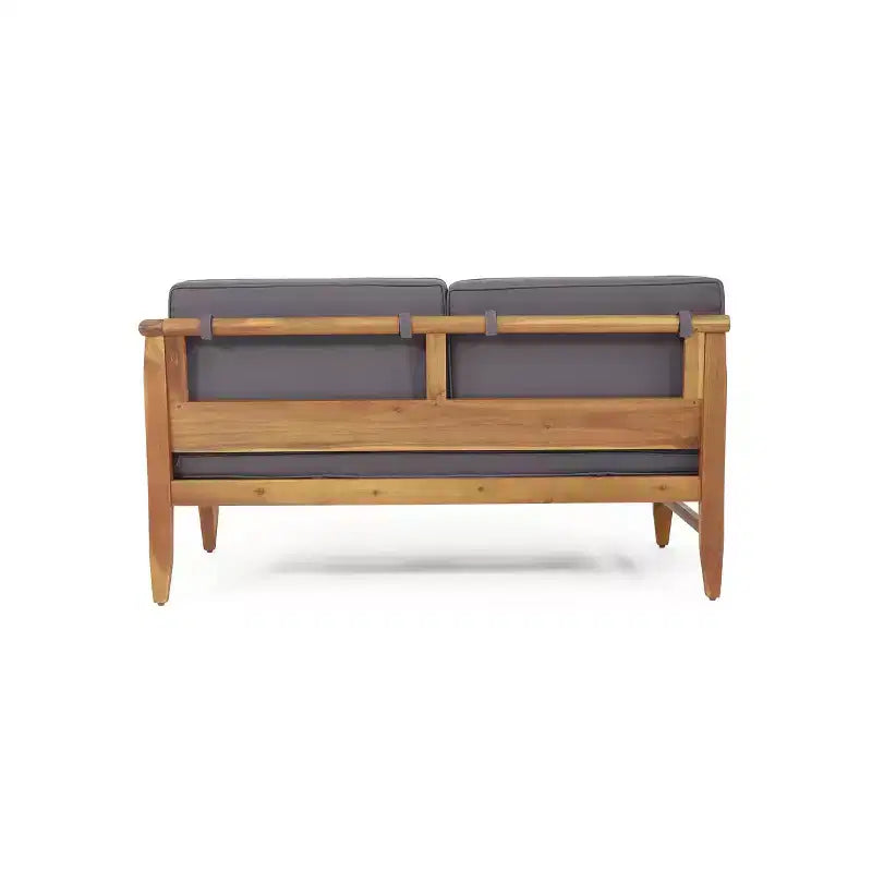 4pc Aston Outdoor Mid-Century Modern Acacia Wood Sectional Set with Cushions Teak/Dark Gray - Christopher Knight Home