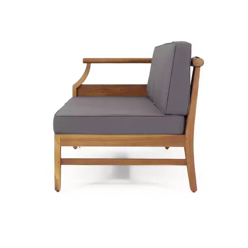 4pc Aston Outdoor Mid-Century Modern Acacia Wood Sectional Set with Cushions Teak/Dark Gray - Christopher Knight Home