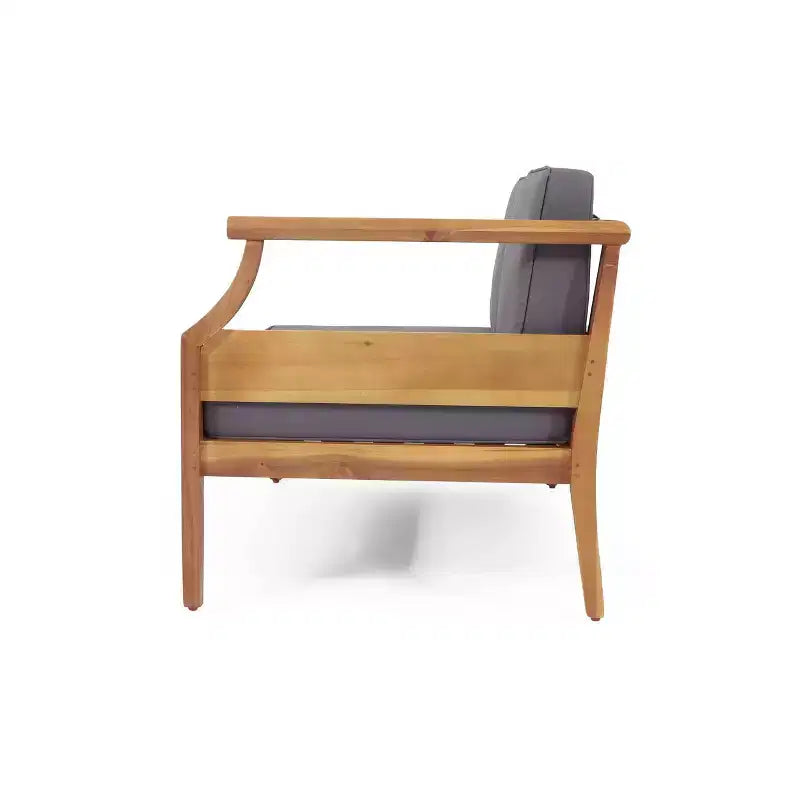 4pc Aston Outdoor Mid-Century Modern Acacia Wood Sectional Set with Cushions Teak/Dark Gray - Christopher Knight Home