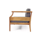 4pc Aston Outdoor Mid-Century Modern Acacia Wood Sectional Set with Cushions Teak/Dark Gray - Christopher Knight Home