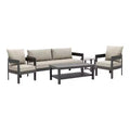 Greemotion 5pc Lotus Metal Frame Outdoor Patio Conversation Furniture Sets with Ceramic Top Side Table Black: Aluminized Finish