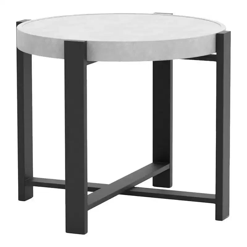 Greemotion Salon de jardin 5 pièces Lotus avec structure métallique et table d'appoint en céramique noir : Finition aluminium