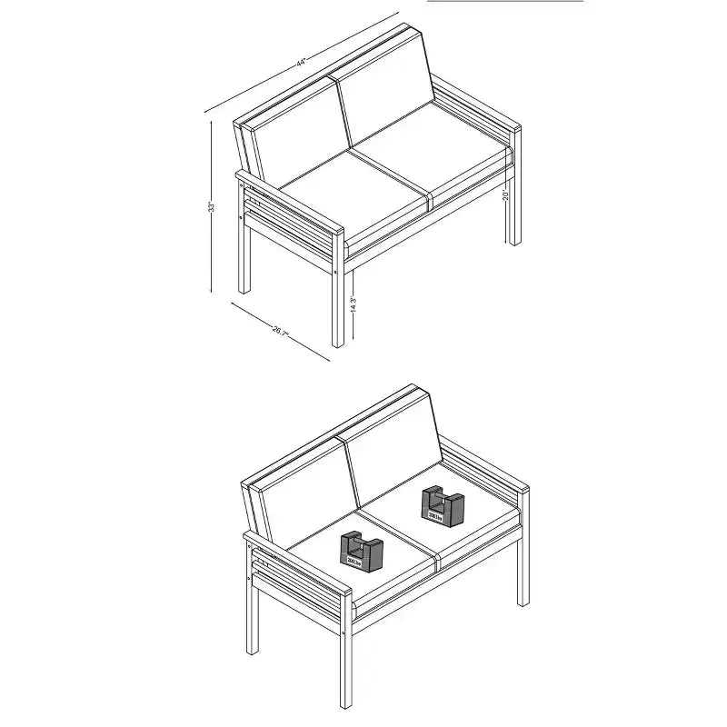 Alaterre Furniture 2pc Okemo Outdoor Patio Weather-Resistant Couch with Cushions & Coffee Table