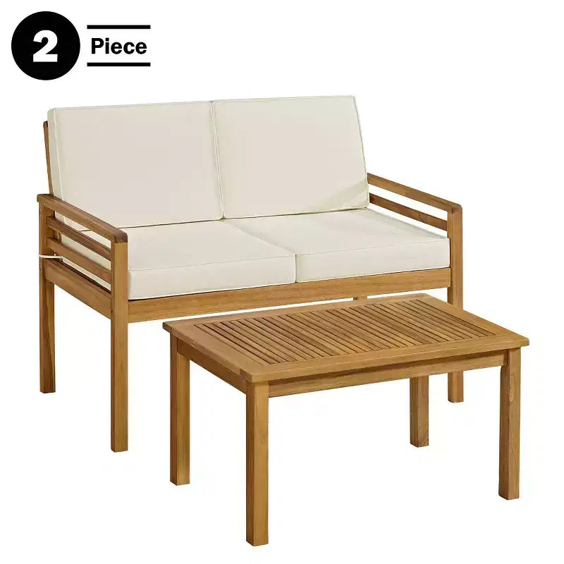 Alaterre Furniture 2pc Okemo Outdoor Patio Weather-Resistant Couch with Cushions & Coffee Table