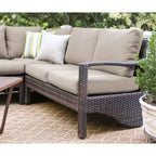 Canapé d'angle en osier 5 pièces Leisure Made Augusta avec tissu beige