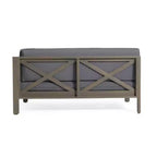 2pc Brava Outdoor Acacia Wood Right Arm Loveseat & Coffee Table with Cushion - Christopher Knight Home: Patio Set with Removable Cushions