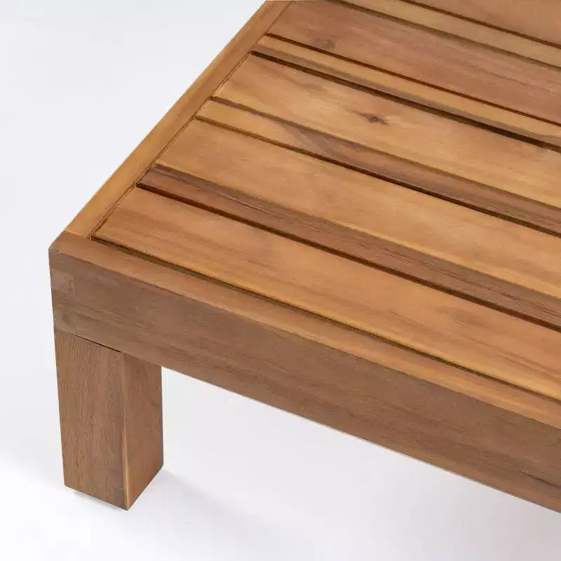 Causeuse à bras gauche et table basse en bois d'acacia d'extérieur Brava 2 pièces avec coussin teck/beige – Christopher Knight Home : Charme rustique, durabilité moderne