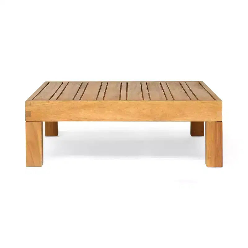 Causeuse à bras gauche et table basse en bois d'acacia d'extérieur Brava 2 pièces avec coussin teck/beige – Christopher Knight Home : Charme rustique, durabilité moderne