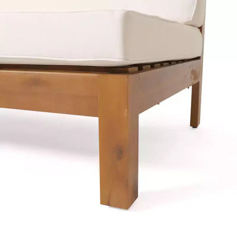 Causeuse à bras gauche et table basse en bois d'acacia d'extérieur Brava 2 pièces avec coussin teck/beige – Christopher Knight Home : Charme rustique, durabilité moderne