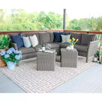 Sectionnel en osier 6 pièces Leisure Made Canton en tissu gris