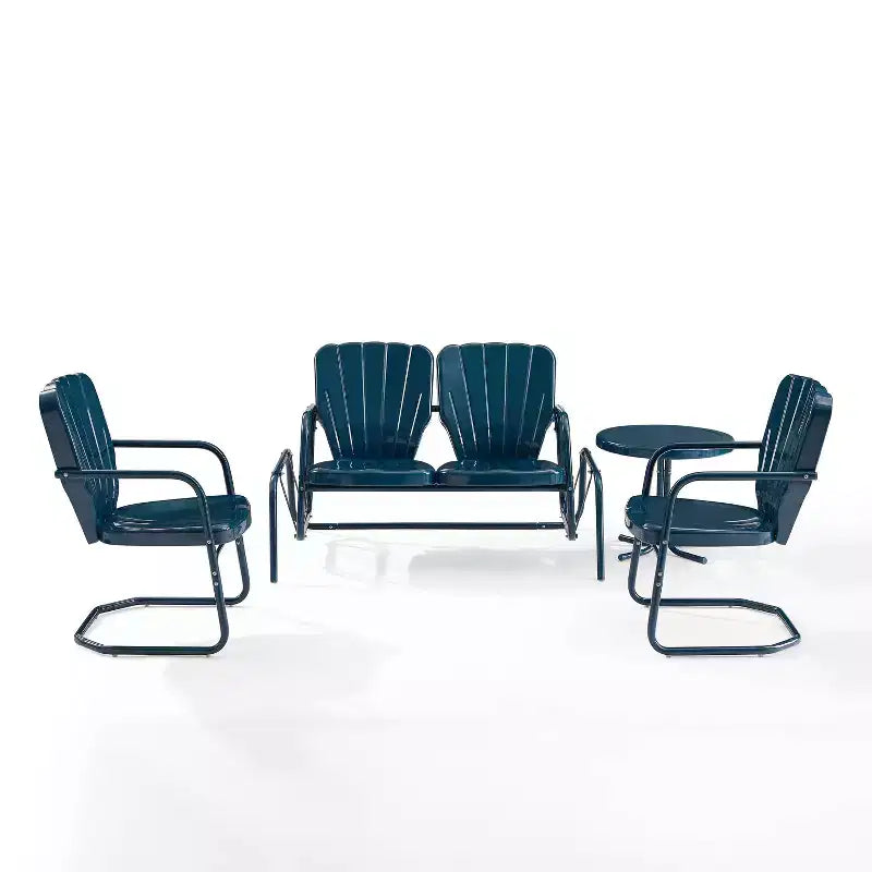 Ridgeland 4pc Outdoor Metal Conversation Set - Navy - Crosley