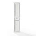 Seaside Tall Linen Cabinet White - Crosley: Freestanding MDF Storage, 2 Doors, 1 Drawer, 6 Shelves, Coastal Style