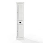 Seaside Tall Linen Cabinet White - Crosley: Freestanding MDF Storage, 2 Doors, 1 Drawer, 6 Shelves, Coastal Style