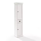 Seaside Tall Linen Cabinet White - Crosley: Freestanding MDF Storage, 2 Doors, 1 Drawer, 6 Shelves, Coastal Style
