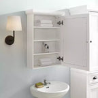 Seaside Tall Linen Cabinet White - Crosley: Freestanding MDF Storage, 2 Doors, 1 Drawer, 6 Shelves, Coastal Style