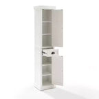Seaside Tall Linen Cabinet White - Crosley: Freestanding MDF Storage, 2 Doors, 1 Drawer, 6 Shelves, Coastal Style