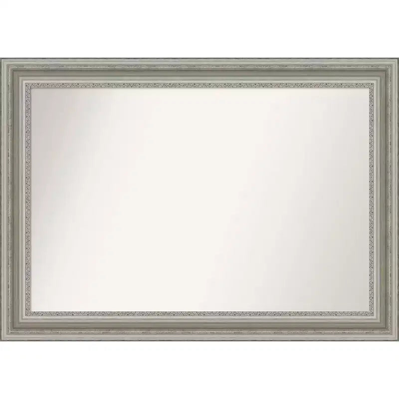 42" x 30" Non-Beveled Parlor Bathroom Wall Mirror Silver - Amanti Art: Modern Rectangle, Polystyrene Frame