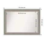 42" x 30" Non-Beveled Parlor Bathroom Wall Mirror Silver - Amanti Art: Modern Rectangle, Polystyrene Frame