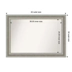42" x 30" Non-Beveled Parlor Bathroom Wall Mirror Silver - Amanti Art: Modern Rectangle, Polystyrene Frame