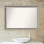 42" x 30" Non-Beveled Parlor Bathroom Wall Mirror Silver - Amanti Art: Modern Rectangle, Polystyrene Frame