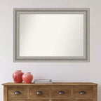 42" x 30" Non-Beveled Parlor Bathroom Wall Mirror Silver - Amanti Art: Modern Rectangle, Polystyrene Frame