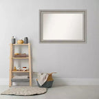 42" x 30" Non-Beveled Parlor Bathroom Wall Mirror Silver - Amanti Art: Modern Rectangle, Polystyrene Frame