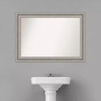 42" x 30" Non-Beveled Parlor Bathroom Wall Mirror Silver - Amanti Art: Modern Rectangle, Polystyrene Frame