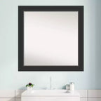 Miroir mural de salle de bain en bois Corvino sans biseau, 31" x 31", noir - Amanti Art : Carré moderne, à fixer au mur, cadre en bois