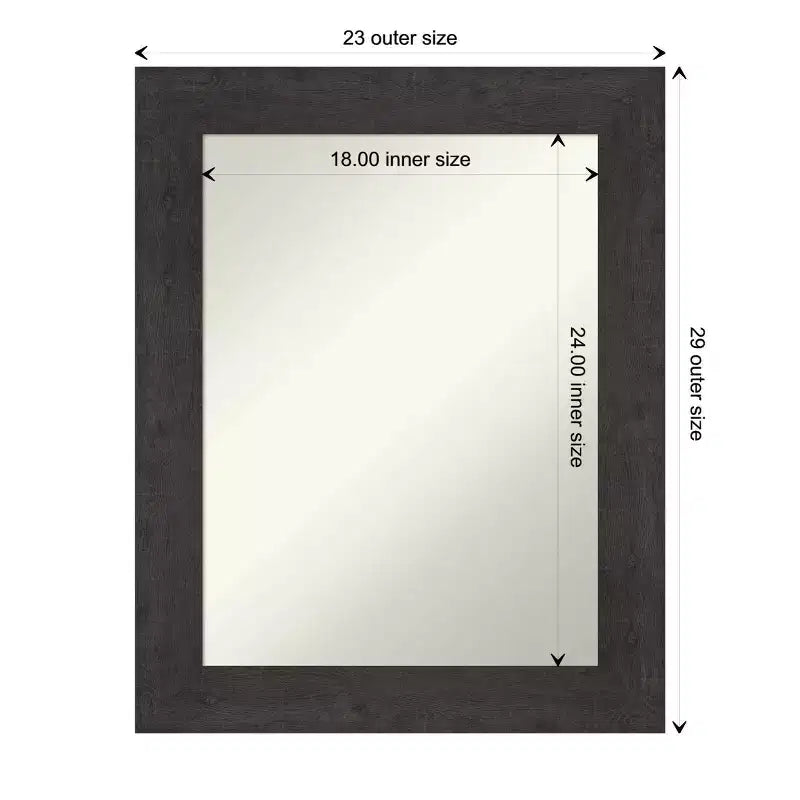 24" x 30" Non-Beveled Rustic Plank Espresso Wall Mirror - Amanti Art: Rectangle, Polystyrene Frame, Wall Mounted