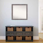 Miroir mural étroit de salle de bain gris rayé sans biseau 30 po x 30 po - Amanti Art : Quincaillerie de montage incluse, cadre en polystyrène