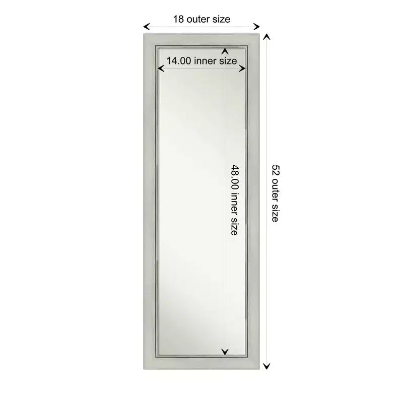 18" x 52" Non-Beveled Flair Silver Patina Full Length on The Door Mirror - Amanti Art: Bedroom Wall Mount, Easy to Hang