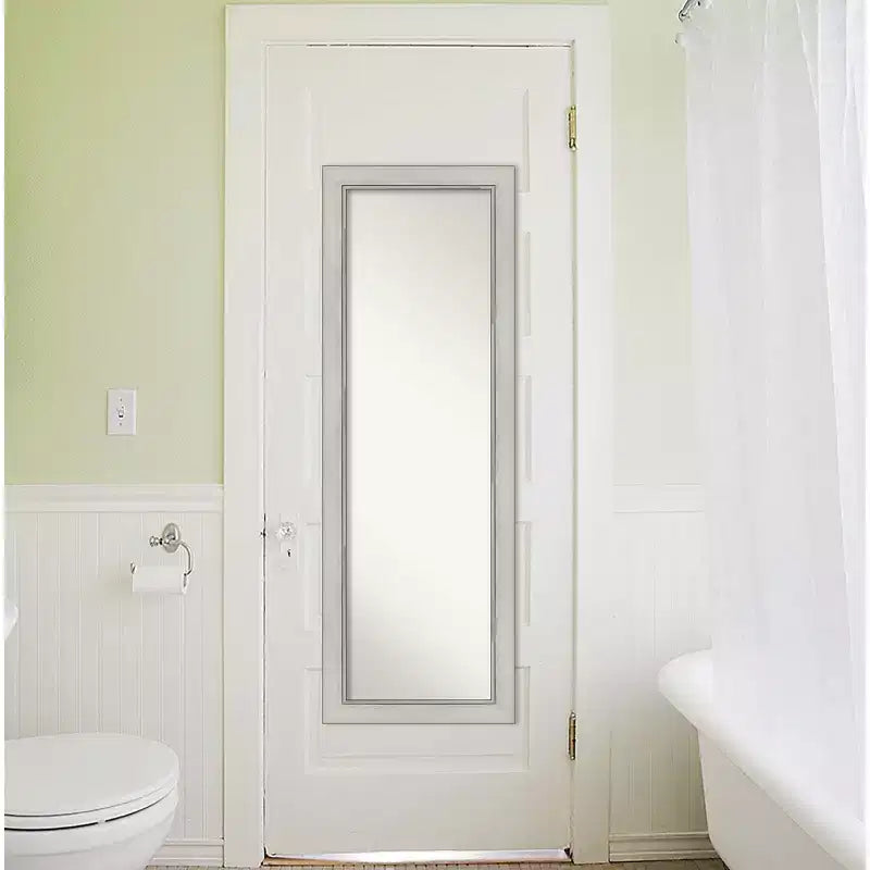 18" x 52" Non-Beveled Flair Silver Patina Full Length on The Door Mirror - Amanti Art: Bedroom Wall Mount, Easy to Hang