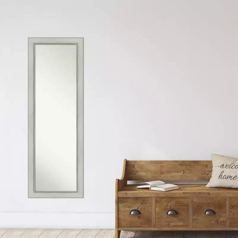 18" x 52" Non-Beveled Flair Silver Patina Full Length on The Door Mirror - Amanti Art: Bedroom Wall Mount, Easy to Hang