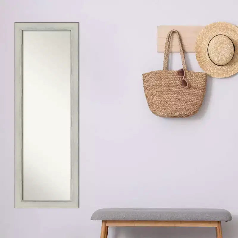 18" x 52" Non-Beveled Flair Silver Patina Full Length on The Door Mirror - Amanti Art: Bedroom Wall Mount, Easy to Hang